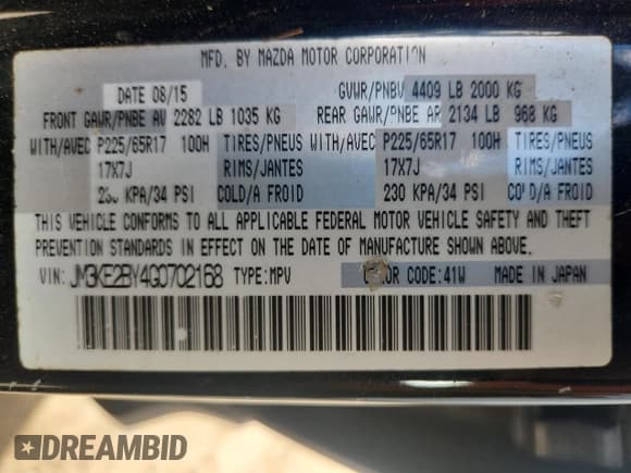 ✅ 2016 Mazda CX-5 Sport • VIN: JM3KE2BY4G0702168 • Лот: 91581085. Опубликован ранее на Copart с пробегом 318 805 миль. Бесплатный доступ к архиву аукционных продаж из США и подробный отчёт об истории автомобиля на DreamBid. Изображение 13.