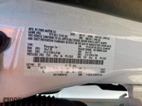 ✅ 2017 Ford Focus SE • VIN: 1FADP3F25HL324648 • Лот: 90585535. Опубликован ранее на Copart с пробегом 97 808 миль. Бесплатный доступ к архиву аукционных продаж из США и подробный отчёт об истории автомобиля на DreamBid. Изображение 12.