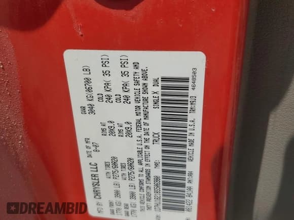 ✅ 2008 Dodge 1500 SLT • VIN: 1D7HU18218S506980 • Лот: 69310984. Опубликован ранее на Copart с пробегом 192 641 миль. Бесплатный доступ к архиву аукционных продаж из США и подробный отчёт об истории автомобиля на DreamBid. Изображение 14.