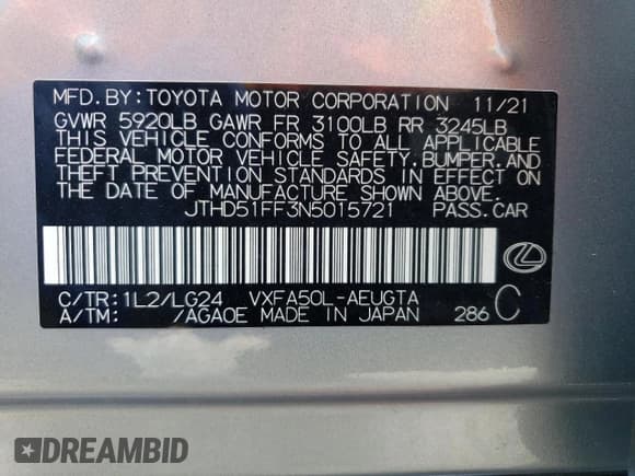 ✅ 2022 Lexus LS 500 • VIN: JTHD51FF3N5015721 • Lot: 75133544. Wystawiony na Copart z przebiegiem 4 975 mil. Bezpłatny archiwum sprzedaży aukcyjnych z USA i szczegółowy raport historii pojazdu na DreamBid. Zdjęcie 12.