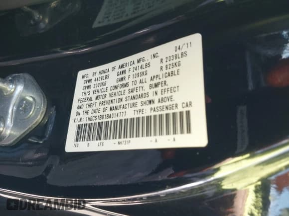 ✅ 2011 Honda Accord EX-L • VIN: 1HGCS1B81BA014777 • Lot: 43120600. Wystawiony na IAAI z przebiegiem 199 197 mil. Bezpłatny archiwum sprzedaży aukcyjnych z USA i szczegółowy raport historii pojazdu na DreamBid. Zdjęcie 9.