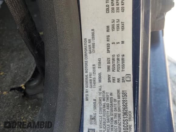 ✅ 2006 Chevrolet Colorado 2LT • VIN: 1GCCS136268281581 • Lot: 63161655. Listed on Copart with 140,733 mi. Free auction sales archive from the USA and detailed vehicle history report at DreamBid. Image 12.