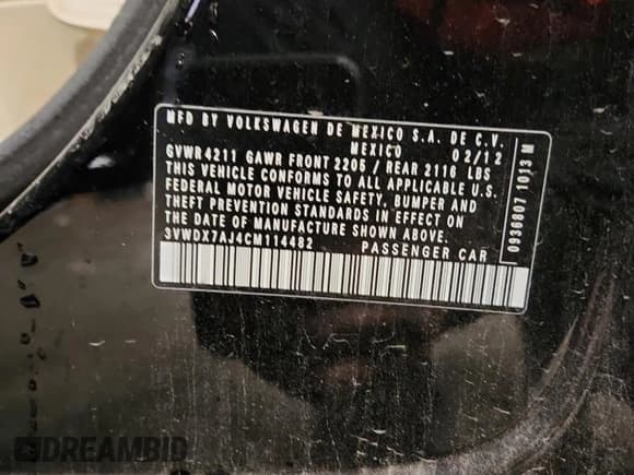 ✅ 2012 Volkswagen Jetta SE • VIN: 3VWDX7AJ4CM114482 • Lot: 85723835. Wystawiony na Copart z przebiegiem 159 511 mil. Bezpłatny archiwum sprzedaży aukcyjnych z USA i szczegółowy raport historii pojazdu na DreamBid. Zdjęcie 12.