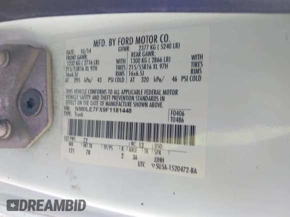 ✅ 2015 Ford Transit Connect • VIN: NM0LE7FX9F1181448 • Lot: 42546908. Listed on IAAI with 136,922 mi. Free auction sales archive from the USA and detailed vehicle history report at DreamBid. Image 9.