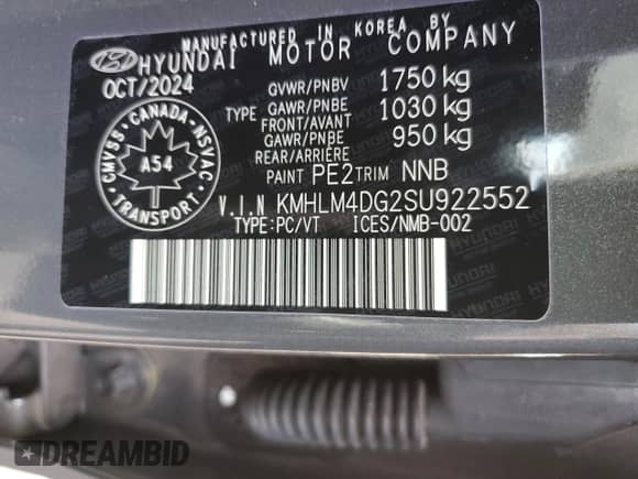 2025 Hyundai Elantra SEL Sport with VIN KMHLM4DG2SU922552, listed as a Copart auction lot 86167095 with 2,658 mi miles and Clean title. Bid and sale history available at DreamBid. Image 12.