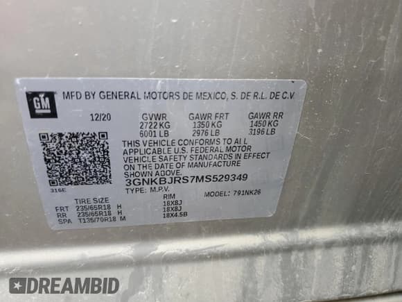 ✅ 2021 Chevrolet Blazer LT • VIN: 3GNKBJRS7MS529349 • Lot: 80638185. Listed on Copart with 67,984 mi. Free auction sales archive from the USA and detailed vehicle history report at DreamBid. Image 13.