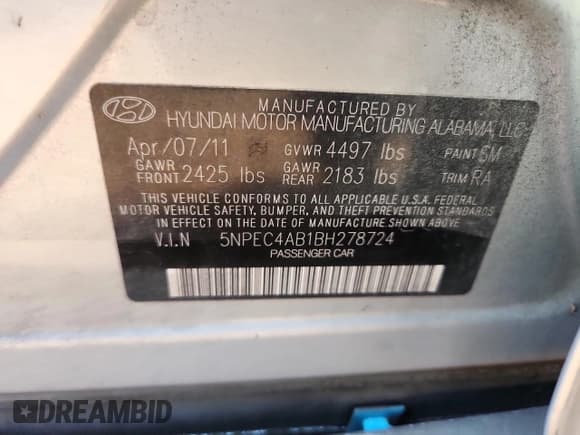 ✅ 2011 Hyundai Sonata SE • VIN: 5NPEC4AB1BH278724 • Lot: 86158245. Wystawiony na Copart z przebiegiem 148 047 mil. Bezpłatny archiwum sprzedaży aukcyjnych z USA i szczegółowy raport historii pojazdu na DreamBid. Zdjęcie 12.