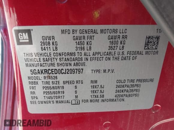 ✅ 2012 Buick Enclave Leather • VIN: 5GAKRCED0CJ209797 • Lot: 43525103. Wystawiony na IAAI z przebiegiem 194 047 mil. Bezpłatny archiwum sprzedaży aukcyjnych z USA i szczegółowy raport historii pojazdu na DreamBid. Zdjęcie 9.