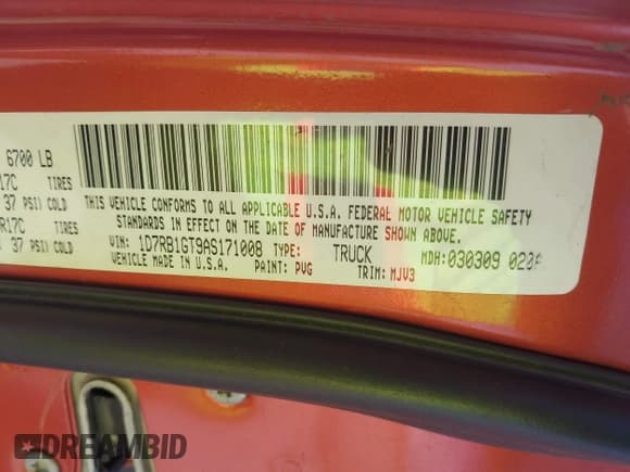 ✅ 2010 Dodge 1500 SLT • VIN: 1D7RB1GT9AS171008 • Lot: 41647485. Wystawiony na IAAI z przebiegiem 120 242 mil. Bezpłatny archiwum sprzedaży aukcyjnych z USA i szczegółowy raport historii pojazdu na DreamBid. Zdjęcie 9.