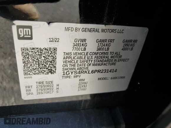 ✅ 2023 Cadillac Escalade ESV 4WD Sport Platinum • VIN: 1GYS4RKL6PR231414 • Лот: 64904735. Опубликован ранее на Copart с пробегом 95 666 миль. Бесплатный доступ к архиву аукционных продаж из США и подробный отчёт об истории автомобиля на DreamBid. Изображение 14.