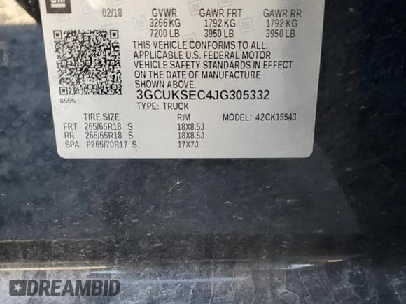 ✅ 2018 Chevrolet Silverado 1500 LTZ • VIN: 3GCUKSEC4JG305332 • Lot: 86600395. Listed on Copart with 156,692 mi. Free auction sales archive from the USA and detailed vehicle history report at DreamBid. Image 12.