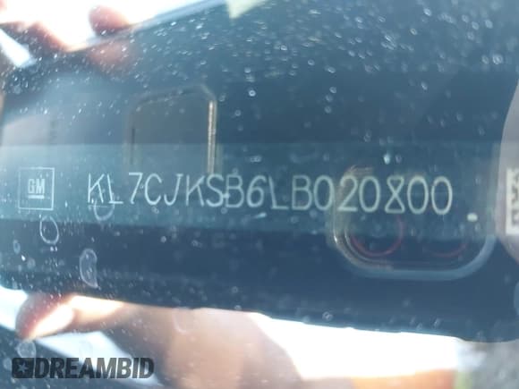 ✅ 2020 Chevrolet Trax LS • VIN: KL7CJKSB6LB020800 • Lot: 43283496. Listed on IAAI with 105,398 mi. Free auction sales archive from the USA and detailed vehicle history report at DreamBid. Image 9.