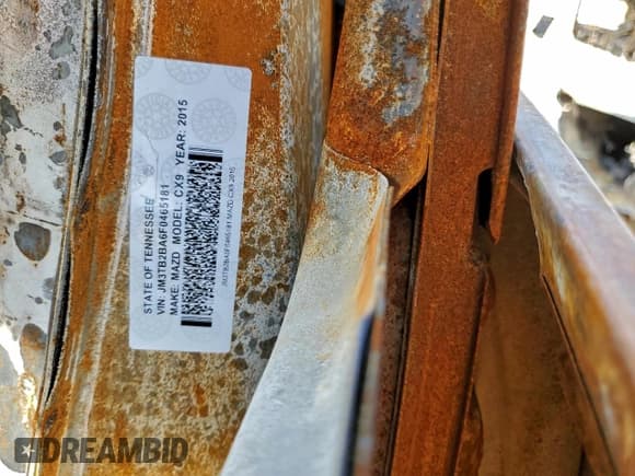 ✅ 2015 Mazda CX-9 Sport • VIN: JM3TB2BA6F0465181 • Lot: 83802825. Listed on Copart with Not provided. Free auction sales archive from the USA and detailed vehicle history report at DreamBid. Image 13.