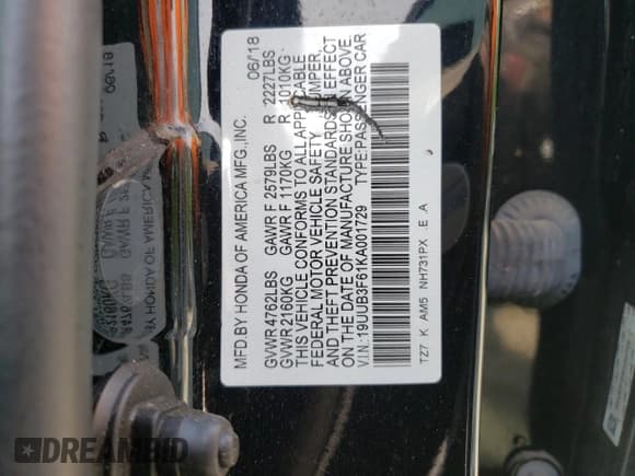 ✅ 2019 Acura TLX w/A-Spec Pkg • VIN: 19UUB3F61KA001729 • Lot: 55364525. Listed on Copart with 81,598 mi. Free auction sales archive from the USA and detailed vehicle history report at DreamBid. Image 12.