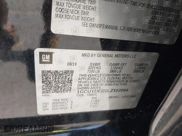 ✅ 2020 Chevrolet Silverado 1500 LT • VIN: 1GCUYDED1LZ102064 • Lot: 42368487. Listed on IAAI with 38,378 mi. Free auction sales archive from the USA and detailed vehicle history report at DreamBid. Image 9.