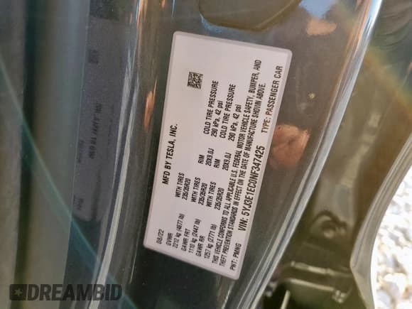 ✅ 2022 Tesla Model 3 Performance • VIN: 5YJ3E1EC0NF347425 • Лот: 72034085. Опубликован ранее на Copart с пробегом 61 642 миль. Бесплатный доступ к архиву аукционных продаж из США и подробный отчёт об истории автомобиля на DreamBid. Изображение 12.