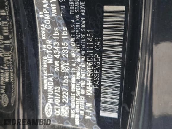 ✅ 2013 Hyundai Genesis Coupe Premium • VIN: KMHHT6KD6DU111451 • Lot: 58624675. Wystawiony na Copart z przebiegiem 95 213 mil. Bezpłatny archiwum sprzedaży aukcyjnych z USA i szczegółowy raport historii pojazdu na DreamBid. Zdjęcie 12.