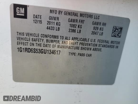 ✅ 2016 Chevrolet Volt Premier • VIN: 1G1RD6S53GU134617 • Lot: 56419014. Wystawiony na Copart z przebiegiem 180 982 mil. Bezpłatny archiwum sprzedaży aukcyjnych z USA i szczegółowy raport historii pojazdu na DreamBid. Zdjęcie 12.