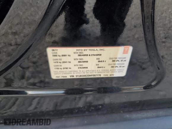 ✅ 2017 Tesla Model X 90D • VIN: 5YJXCDE23HF052176 • Lot: 91972145. Wystawiony na Copart z przebiegiem 71 029 mil. Bezpłatny archiwum sprzedaży aukcyjnych z USA i szczegółowy raport historii pojazdu na DreamBid. Zdjęcie 13.