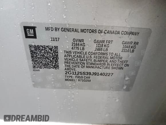 ✅ 2018 Chevrolet Impala Premier • VIN: 2G1125S39J9140227 • Лот: 81142514. Опубликован ранее на Copart с пробегом 92 279 миль. Бесплатный доступ к архиву аукционных продаж из США и подробный отчёт об истории автомобиля на DreamBid. Изображение 12.