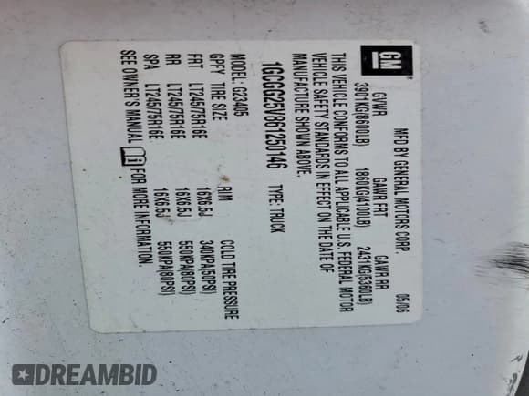 ✅ 2006 Chevrolet Express Cargo • VIN: 1GCGG25V861250146 • Lot: 94703145. Listed on Copart with Not provided. Free auction sales archive from the USA and detailed vehicle history report at DreamBid. Image 13.