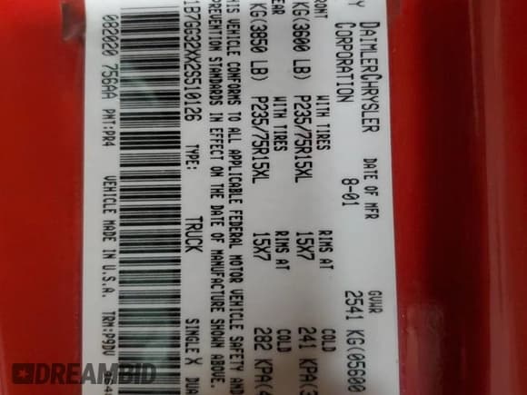 ✅ 2002 Dodge Dakota • VIN: 1B7GG32XX2S510126 • Lot: 80562074. Wystawiony na Copart z przebiegiem 121 890 mil. Bezpłatny archiwum sprzedaży aukcyjnych z USA i szczegółowy raport historii pojazdu na DreamBid. Zdjęcie 12.