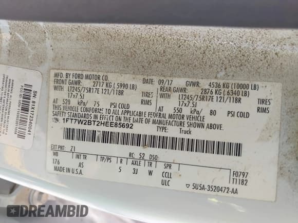 ✅ 2017 Ford F-250 Lariat • VIN: 1FT7W2BT2HEE85692 • Лот: 42325993. Опубликован ранее на IAAI с пробегом 211 296 миль. Бесплатный доступ к архиву аукционных продаж из США и подробный отчёт об истории автомобиля на DreamBid. Изображение 9.