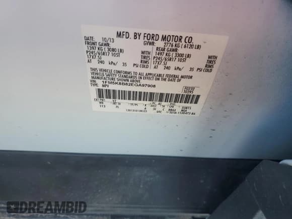 ✅ 2014 Ford Explorer • VIN: 1FM5K8B82EGA97908 • Lot: 42455445. Listed on Copart with 149,306 mi. Free auction sales archive from the USA and detailed vehicle history report at DreamBid. Image 12.