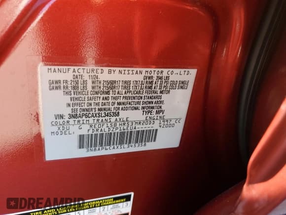 ✅ 2025 Nissan Kicks SV • VIN: 3N8AP6CAXSL345358 • Лот: 86284525. Опубликован ранее на Copart с пробегом 4 316 миль. Бесплатный доступ к архиву аукционных продаж из США и подробный отчёт об истории автомобиля на DreamBid. Изображение 12.