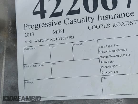 ✅ 2013 MINI Roadster • VIN: WMWSY1C51DT625393 • Lot: 42206794. Wystawiony na IAAI z przebiegiem Nie podano. Bezpłatny archiwum sprzedaży aukcyjnych z USA i szczegółowy raport historii pojazdu na DreamBid. Zdjęcie 9.