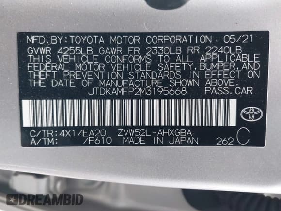✅ 2021 Toyota Prius Limited • VIN: JTDKAMFP2M3195668 • Лот: 43572149. Опубликован ранее на IAAI с пробегом 51 754 миль. Бесплатный доступ к архиву аукционных продаж из США и подробный отчёт об истории автомобиля на DreamBid. Изображение 9.