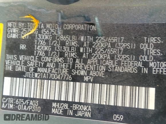 ✅ 2007 Toyota Highlander w/3rd Row • VIN: JTEEW21A170047776 • Lot: 41993403. Wystawiony na IAAI z przebiegiem 260 538 mil. Bezpłatny archiwum sprzedaży aukcyjnych z USA i szczegółowy raport historii pojazdu na DreamBid. Zdjęcie 9.