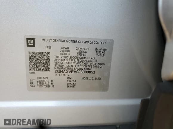 ✅ 2018 Chevrolet Equinox Premier • VIN: 2GNAXVEV0J6300851 • Lot: 85133275. Wystawiony na Copart z przebiegiem Nie podano. Bezpłatny archiwum sprzedaży aukcyjnych z USA i szczegółowy raport historii pojazdu na DreamBid. Zdjęcie 12.