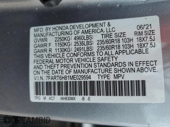 ✅ 2021 Honda CR-V EX-L • VIN: 7FART6H81ME029594 • Лот: 92905615. Опубликован ранее на Copart с пробегом Не указан. Бесплатный доступ к архиву аукционных продаж из США и подробный отчёт об истории автомобиля на DreamBid. Изображение 14.