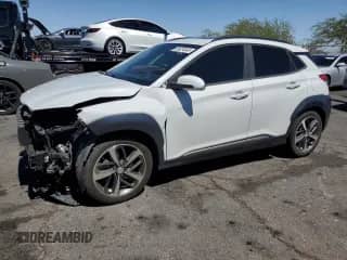 2019 Hyundai Kona Ultimate z VIN KM8K53A57KU356264, wystawiony jako Copart lot #66624845 z przebiegiem 48 497 mil mil oraz Szkoda całkowita • Salvage title. Historia ofert i sprzedaży dostępna na DreamBid. Obrazek 1.