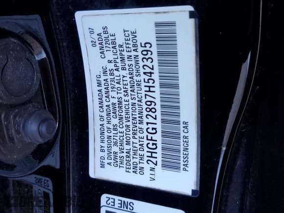 ✅ 2007 Honda Civic EX • VIN: 2HGFG12897H542395 • Lot: 90009705. Listed on Copart with 198,906 mi. Free auction sales archive from the USA and detailed vehicle history report at DreamBid. Image 12.