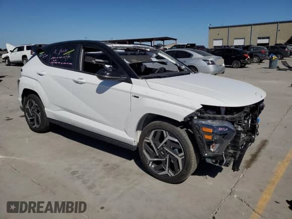 2024 Hyundai Kona N Line with VIN KM8HA3A33RU108320, listed as a Copart auction lot 76052794 with 13,837 mi miles and Salvage title. Bid and sale history available at DreamBid. Image 4.