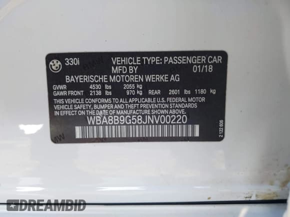 ✅ 2018 BMW 3 Series 330i • VIN: WBA8B9G58JNV00220 • Lot: 43516070. Wystawiony na IAAI z przebiegiem 113 508 mil. Bezpłatny archiwum sprzedaży aukcyjnych z USA i szczegółowy raport historii pojazdu na DreamBid. Zdjęcie 9.