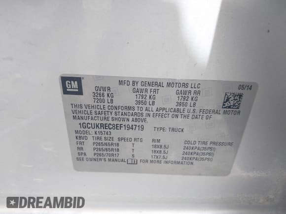 ✅ 2014 Chevrolet Silverado 1500 LT • VIN: 1GCUKREC8EF194719 • Lot: 42603572. Wystawiony na IAAI z przebiegiem 133 599 mil. Bezpłatny archiwum sprzedaży aukcyjnych z USA i szczegółowy raport historii pojazdu na DreamBid. Zdjęcie 9.