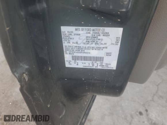 ✅ 2005 Ford F-150 XLT • VIN: 1FTPX14535FA94515 • Lot: 64743255. Listed on Copart with Not provided. Free auction sales archive from the USA and detailed vehicle history report at DreamBid. Image 12.