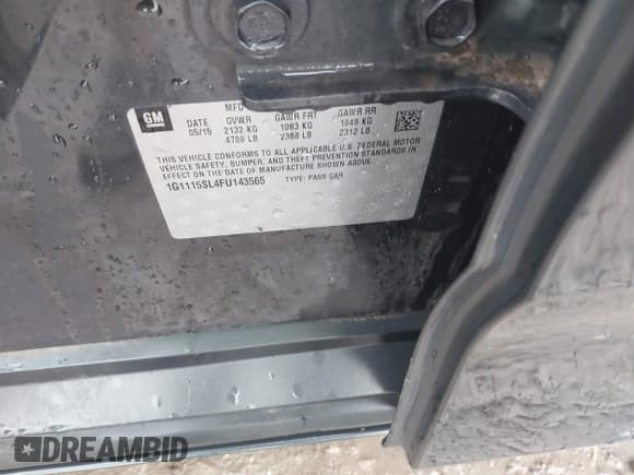 ✅ 2015 Chevrolet Impala LT • VIN: 1G1115SL4FU143565 • Лот: 43400334. Опубликован ранее на IAAI с пробегом 122 839 миль. Бесплатный доступ к архиву аукционных продаж из США и подробный отчёт об истории автомобиля на DreamBid. Изображение 9.