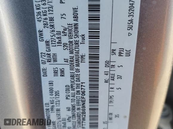 ✅ 2022 Ford F-250 XL • VIN: 1FT7W2B69NEF06771 • Lot: 70305865. Listed on Copart with 48,777 mi. Free auction sales archive from the USA and detailed vehicle history report at DreamBid. Image 12.