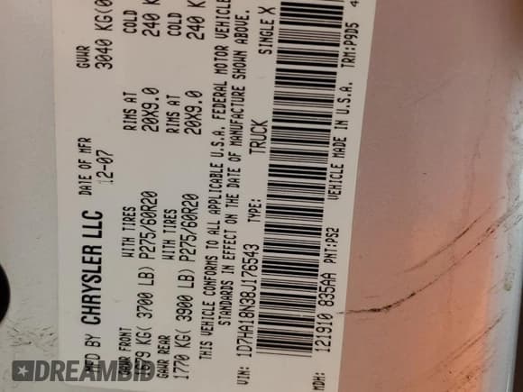 ✅ 2008 Dodge 1500 SLT • VIN: 1D7HA18N38J176543 • Лот: 73706624. Опубликован ранее на Copart с пробегом 155 706 миль. Бесплатный доступ к архиву аукционных продаж из США и подробный отчёт об истории автомобиля на DreamBid. Изображение 12.