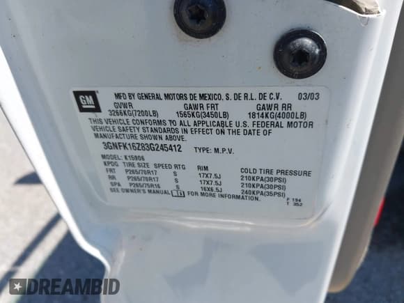 ✅ 2003 Chevrolet Suburban LS • VIN: 3GNFK16Z83G245412 • Лот: 42809170. Опубликован ранее на IAAI с пробегом 219 908 миль. Бесплатный доступ к архиву аукционных продаж из США и подробный отчёт об истории автомобиля на DreamBid. Изображение 9.