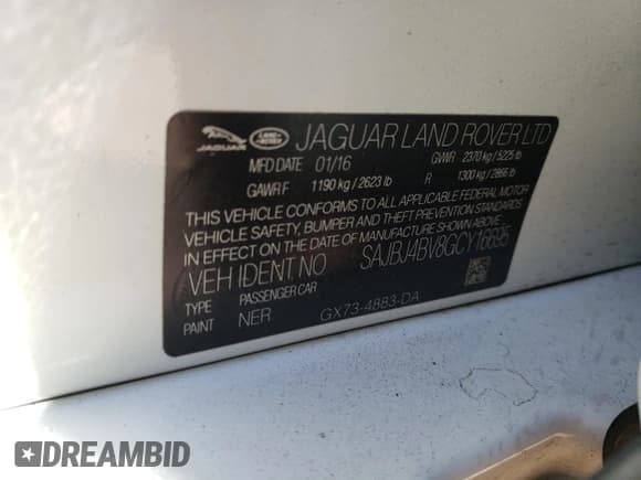 ✅ 2016 Jaguar XF 35t Premium • VIN: SAJBJ4BV8GCY16695 • Лот: 44923583. Опубликован ранее на Copart с пробегом 77 435 миль. Бесплатный доступ к архиву аукционных продаж из США и подробный отчёт об истории автомобиля на DreamBid. Изображение 12.