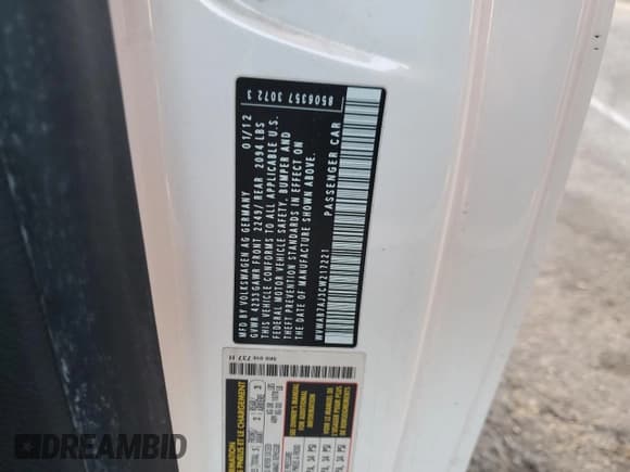 ✅ 2012 Volkswagen Golf • VIN: WVWAB7AJ3CW217221 • Лот: 87527645. Опубликован ранее на Copart с пробегом 156 850 миль. Бесплатный доступ к архиву аукционных продаж из США и подробный отчёт об истории автомобиля на DreamBid. Изображение 12.