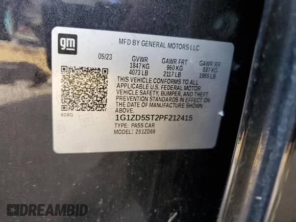 2023 Chevrolet Malibu LT with VIN 1G1ZD5ST2PF212415, listed as a Copart auction lot 87069155 with 45,839 mi miles and Clean title. Bid and sale history available at DreamBid. Image 12.