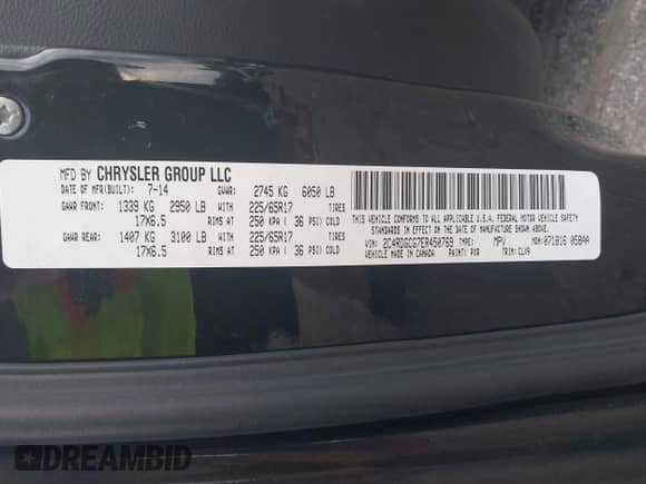 2014 Dodge Grand Caravan SXT z VIN 2C4RDGCG7ER450769, wystawiony jako IAAI lot #42731156 z przebiegiem 85 908 mil mil oraz . Historia ofert i sprzedaży dostępna na DreamBid. Obrazek 9.