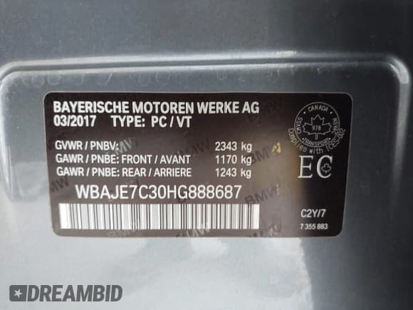 ✅ 2017 BMW 5 Series 540i xDrive • VIN: WBAJE7C30HG888687 • Lot: 43335699. Listed on IAAI with 75,286 mi. Free auction sales archive from the USA and detailed vehicle history report at DreamBid. Image 9.