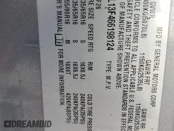 ✅ 2006 Chevrolet Equinox LS • VIN: 2CNDL13F466198124 • Лот: 83765284. Опубликован ранее на Copart с пробегом Не указан. Бесплатный доступ к архиву аукционных продаж из США и подробный отчёт об истории автомобиля на DreamBid. Изображение 13.